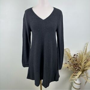 Eileen Fisher  Size S‎ Long Sleeve Knit Dress Gray V-neck Cotton Linen Blend
